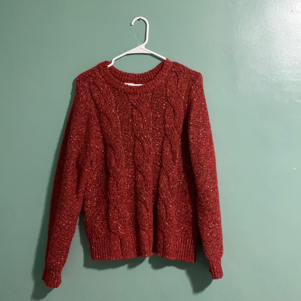 Women's Crewneck Cable Knit Pullover Sweater - A New Day - Red S